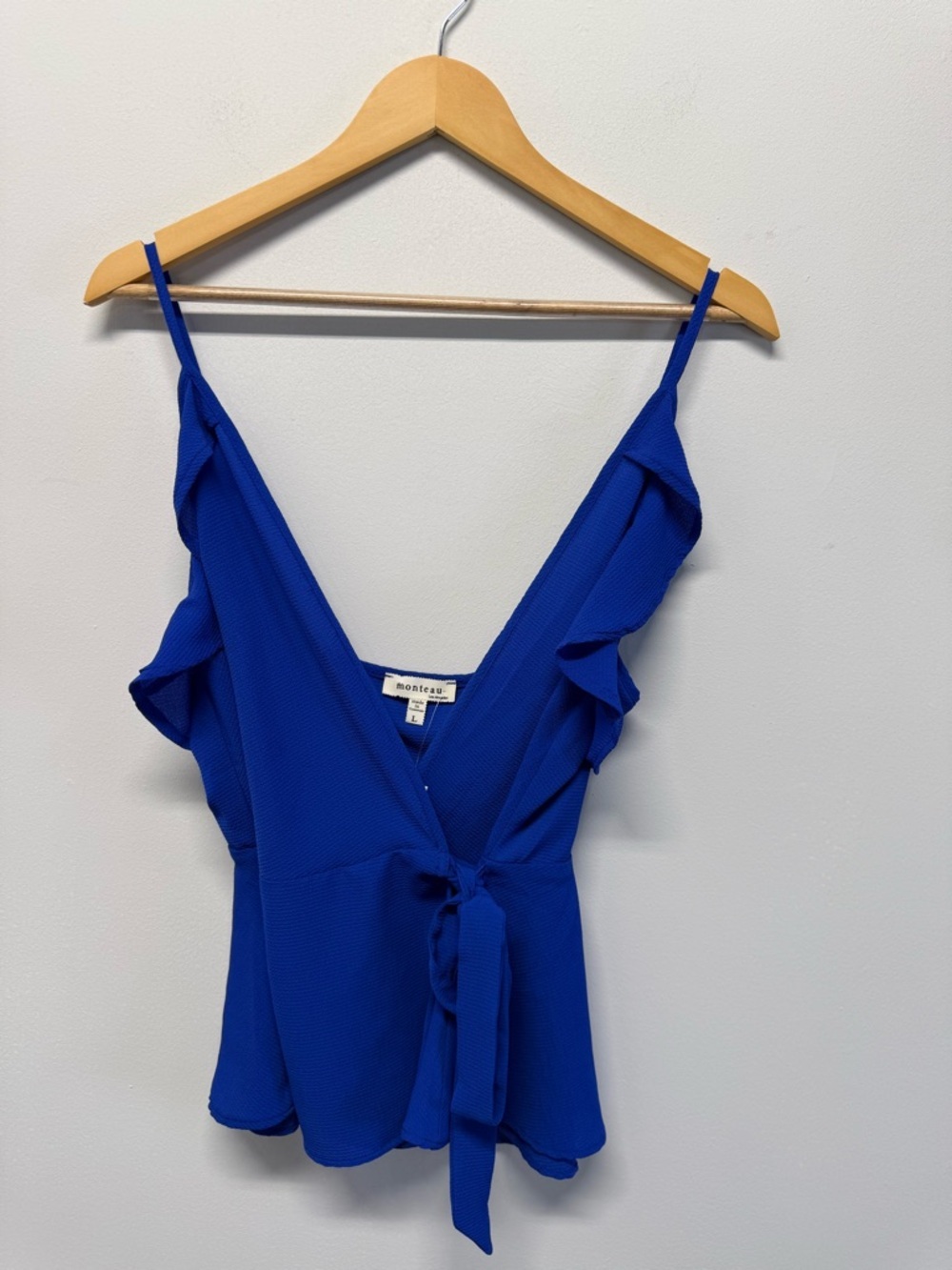 Monteau Royal Blue Ruffle Tie-Front Camisole Adjustable Straps Women’s L